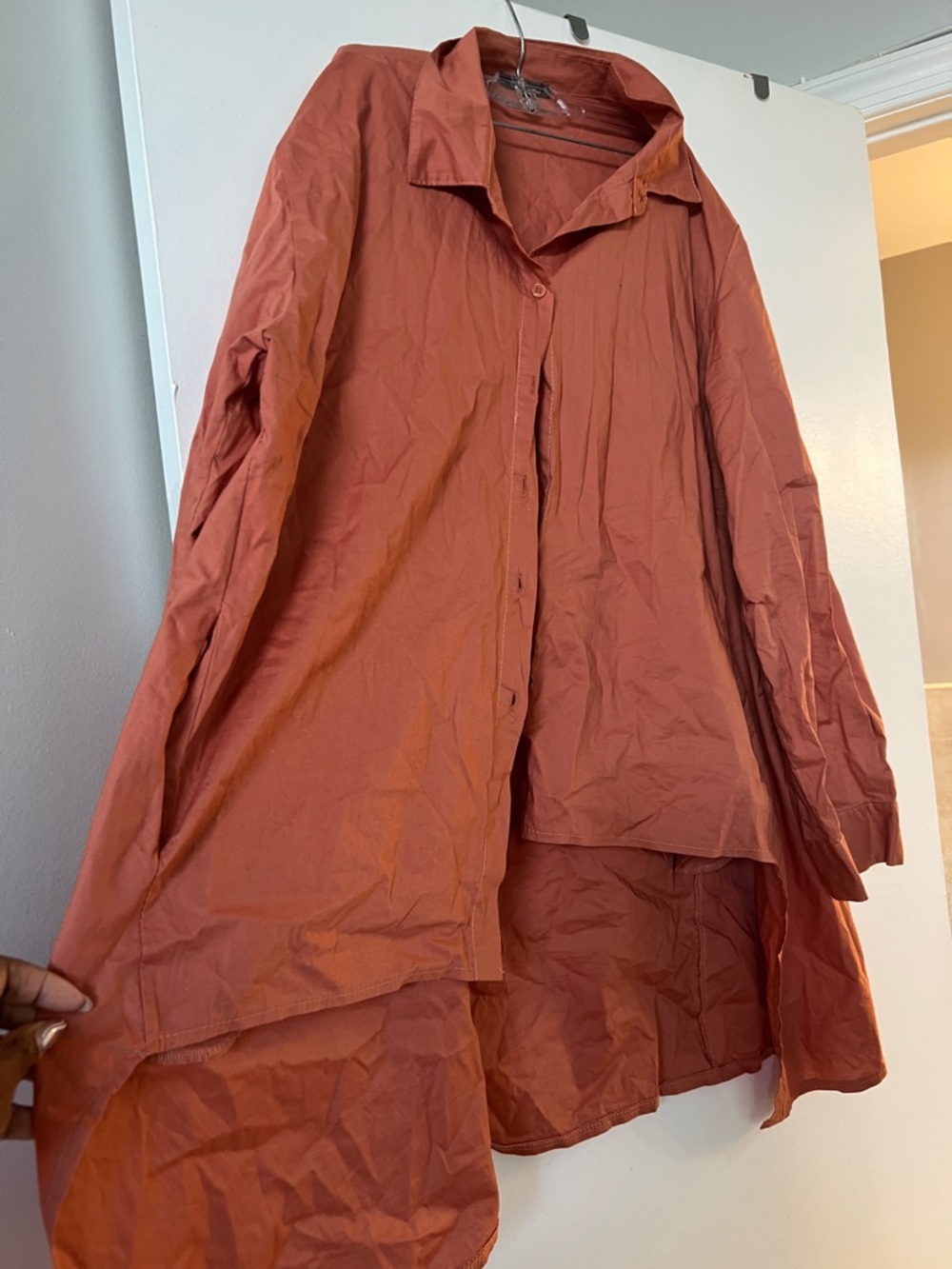 Oversized Rust Button-Up Shirt - Picture 2 of 4